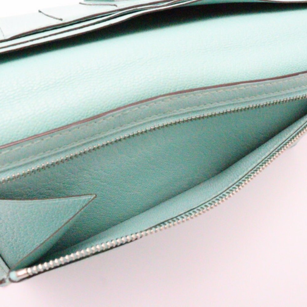 HERMES Classic Long Wallet Chevre Mint Green Bifold A Engraved - Picture 9 of 9